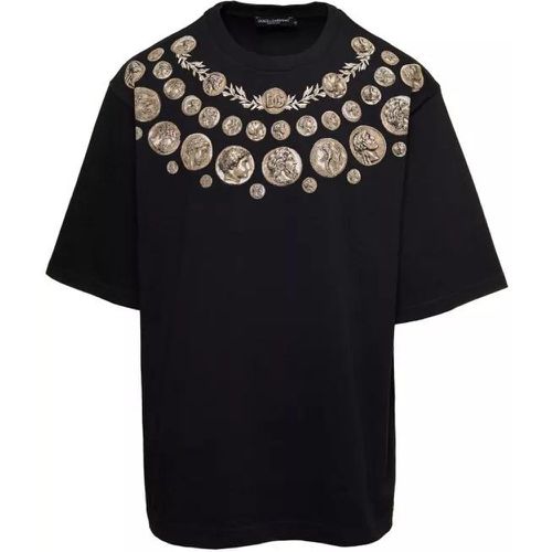 Black Oversized T-Shirt With 'Monete' Print Detail - Größe S - black - Dolce&Gabbana - Modalova