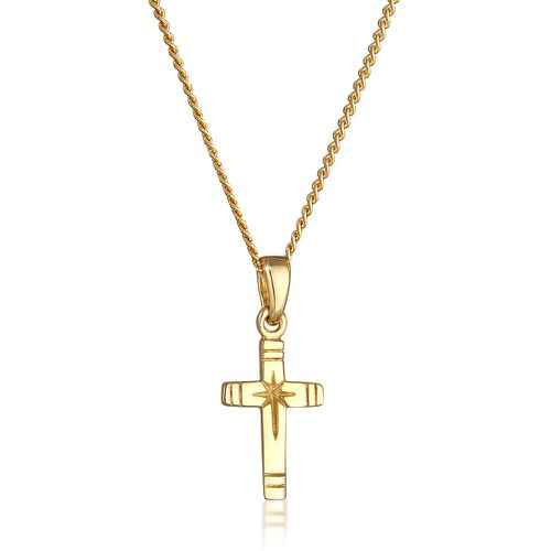 Halsketten - Halskette Kreuz Anhänger Religion Panzerkette 585e - Gr. unisize - in - für Damen - Elli - Modalova