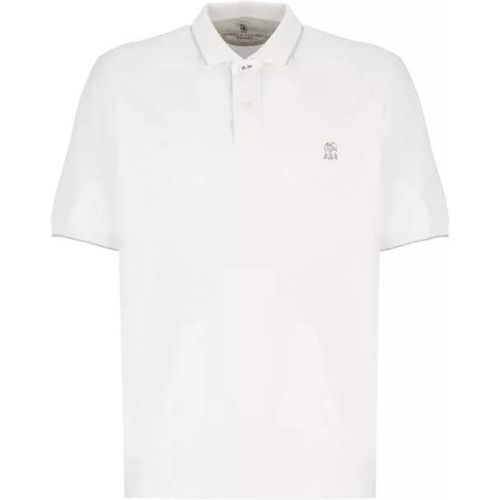 Cotton Polo Shirt With Logo - Größe L - white - BRUNELLO CUCINELLI - Modalova