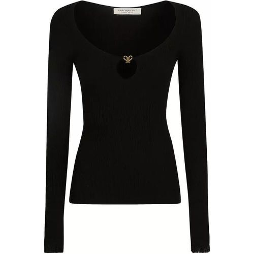 Black Ribbed Knit Top - Größe 38 - Philosophy Di Lorenzo Serafini - Modalova