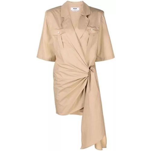 Notch-Lapels Cotton Shirtdress - Größe 40 - brown - MSGM - Modalova