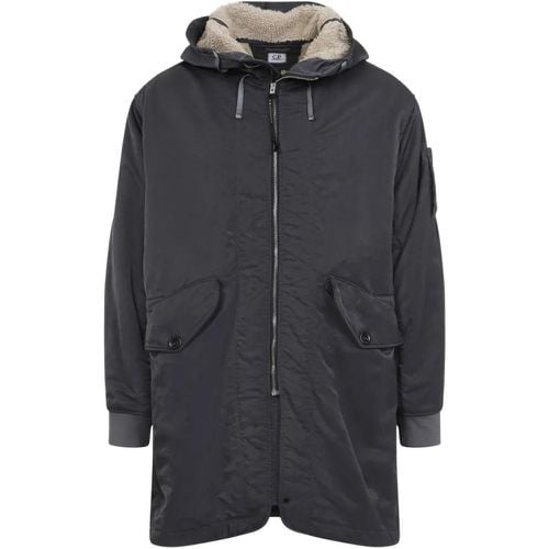 Black And Sand Nylon Long Jacket - Größe M - CP Company - Modalova