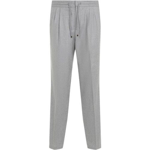 Pearl Grey Virgin Wool Coulisse Jogging Pants - Größe 48 - BRUNELLO CUCINELLI - Modalova