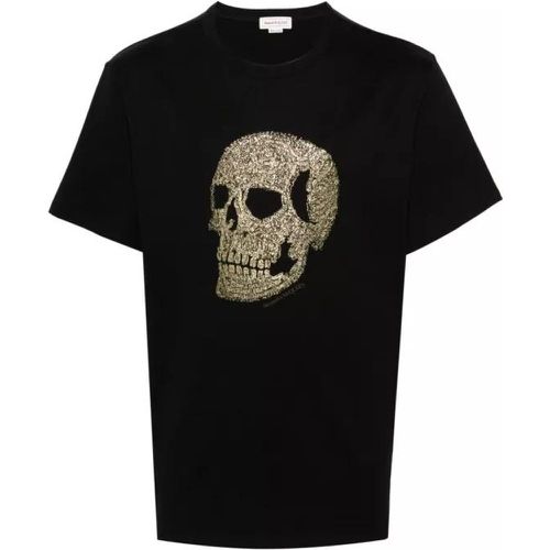 Skull Gold Print Black T-Shirt - Größe L - black - alexander mcqueen - Modalova