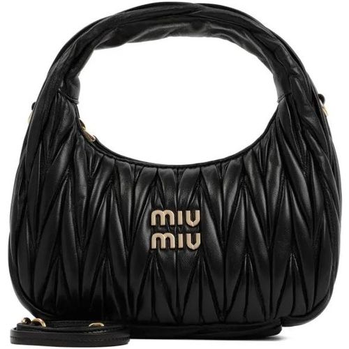 Shopper - Black Leather Miu Wander Matelassé Hobo Bag - Gr. unisize - in - für Damen - Miu Miu - Modalova