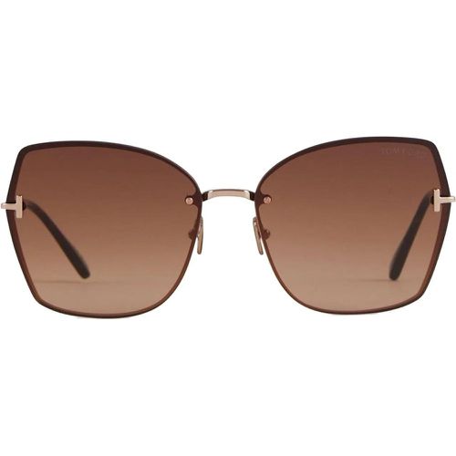 Sonnenbrille - Nickie Rectangular Sunglasses - Gr. unisize - in Braun - für Damen - Tom Ford - Modalova