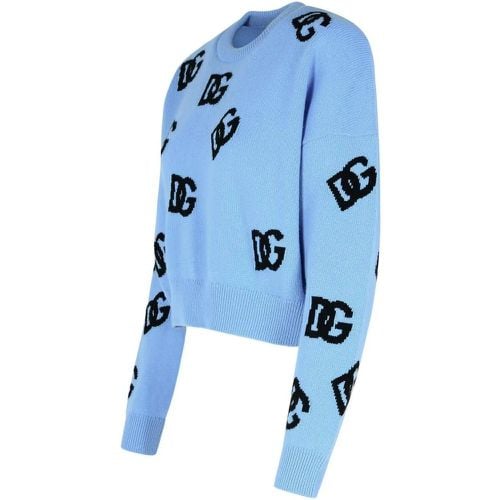 Light Blue Virgin Wool Sweater - Größe 40 - Dolce&Gabbana - Modalova