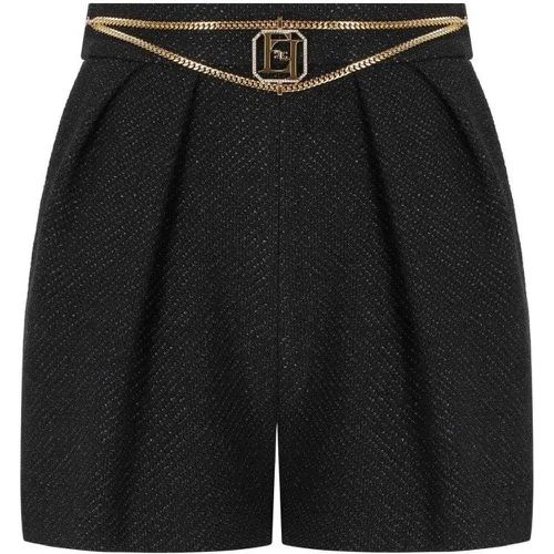 SCHWARZE TWEED-SHORTS MIT KETTE - Größe 42 - schwarz - Elisabetta Franchi - Modalova