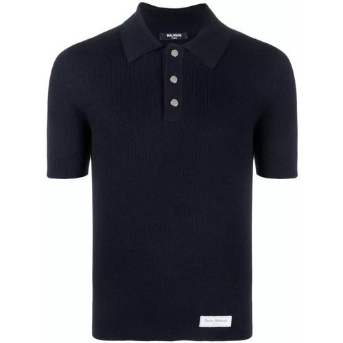 Logo-Patch Wool Polo Shirt - Größe M - Balmain - Modalova