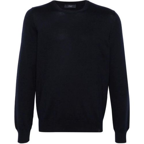 Midnight Blue Crewneck Sweater - Größe 54 - Fay - Modalova