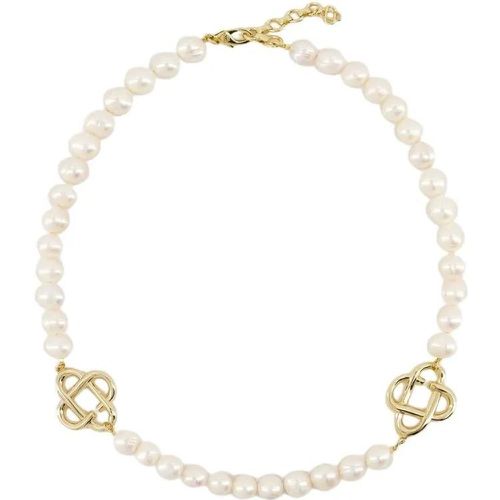 Halskette - Medium Pearl Logo Necklace - Gold - Gr. unisize - in Weiß - für Damen - Casablanca - Modalova