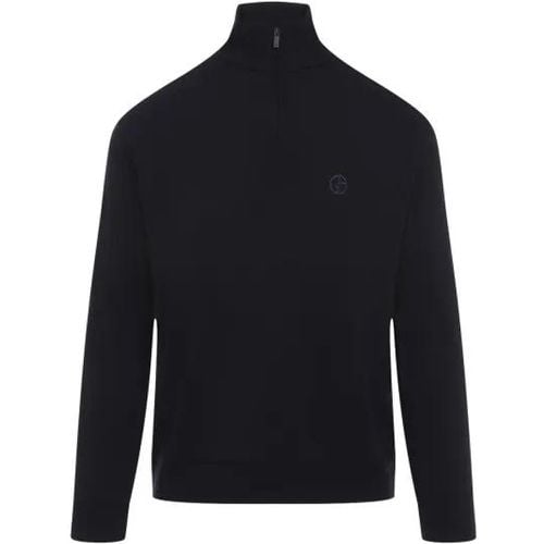 Navy Blue Virgin Wool Pullover - Größe 48 - Giorgio Armani - Modalova