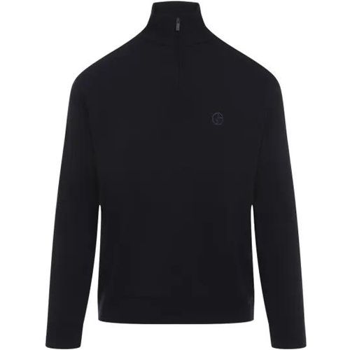 Navy Blue Virgin Wool Pullover - Größe 50 - Giorgio Armani - Modalova