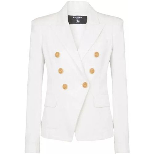 White 6-Button Denim Jacket - Größe 36 - white - Balmain - Modalova