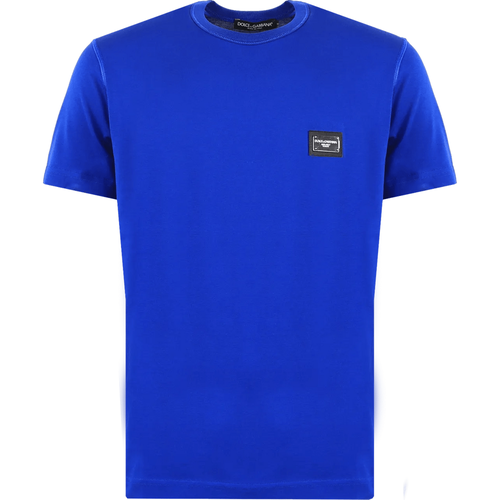 Heren Branded Tag T-Shirt Blauw - Größe 52 - Dolce&Gabbana - Modalova