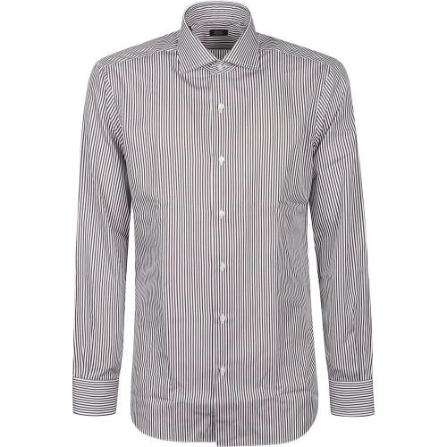 Long Sleeve Neck Shirt White - Größe 40 - Barba Napoli - Modalova