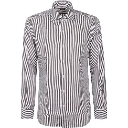 Long Sleeve Neck Shirt White - Größe 42 - Barba Napoli - Modalova