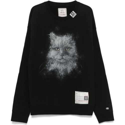 Cat Print Black Pullover - Größe 48 - Maison Mihara Yasuhiro - Modalova