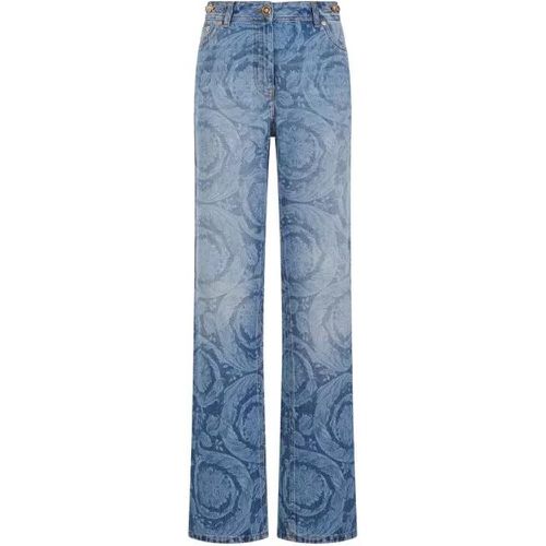 Medium Blue Cotton Laser Baroque Jeans - Größe 26 - blue - Versace - Modalova