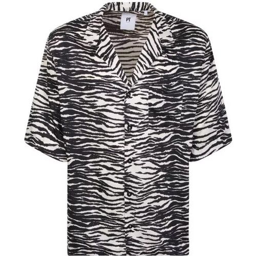 Zebra Print Shirt - Größe 39 - black - Pt Torino - Modalova