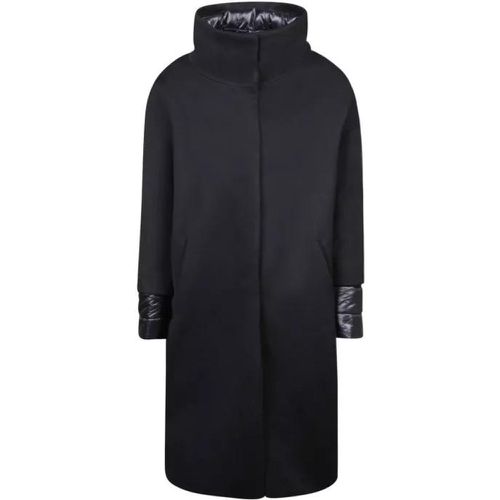 Black Feather Wool Coat - Größe 44 - black - Herno - Modalova