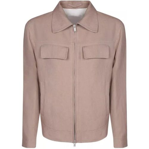 Zipped Linen Overshirt - Größe L - brown - Lardini - Modalova