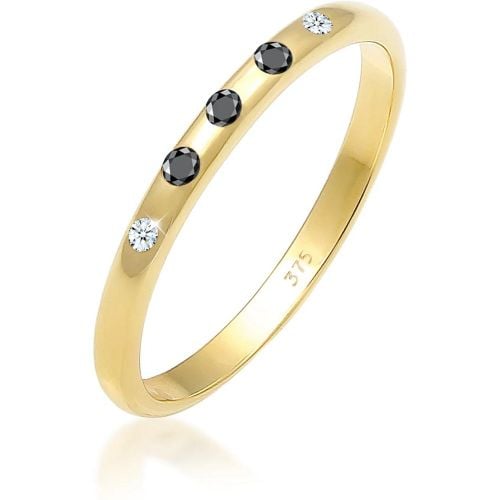 Ringe - Ring Bandring Weiß Schwarz Diamant (0.075 ct) 375 - Gr. 56 MM - in - für Damen - Elli - Modalova