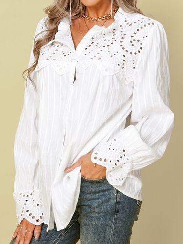 Cotton Stand Collar Boho Buttoned Blouse - Modetalente - Modalova