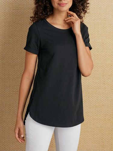 Casual Cotton Crew Neck Plain T-shirt - Modetalente - Modalova