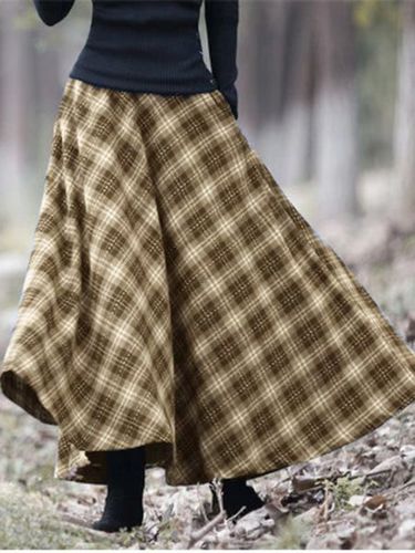 Checkered/plaid Vintage Cotton-Blend Skirt - Modetalente - Modalova