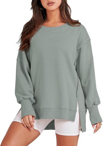 Plain Crew Neck Casual Loose Two-Piece Set - Just Fashion Now - Modalova