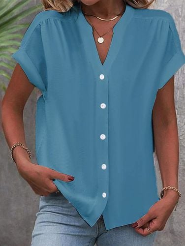 Plain Stand Collar Casual Loose Blouse - Just Fashion Now - Modalova