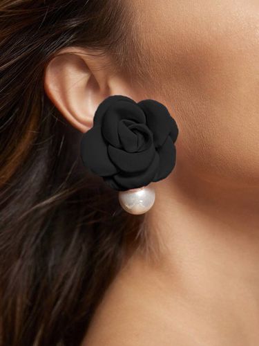 Elegant Flower Imitation Pearl Dangle Earrings - Just Fashion Now - Modalova