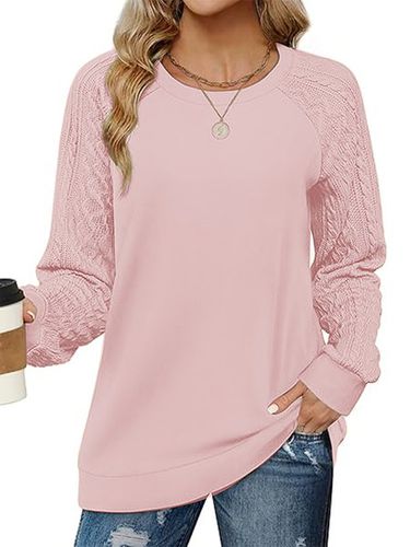 Women's Long Sleeve Shirt Spring/Fall Light Khaki Plain Crew Neck Raglan Sleeve Daily Going Out Casual Top - Just Fashion Now - Modalova