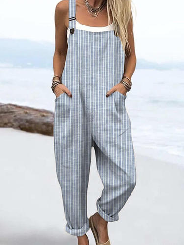 Women's H-Line Spaghetti Daily Going Out Casual Striped Summer Long Jumpsuit Romper - Just Fashion Now - Modalova