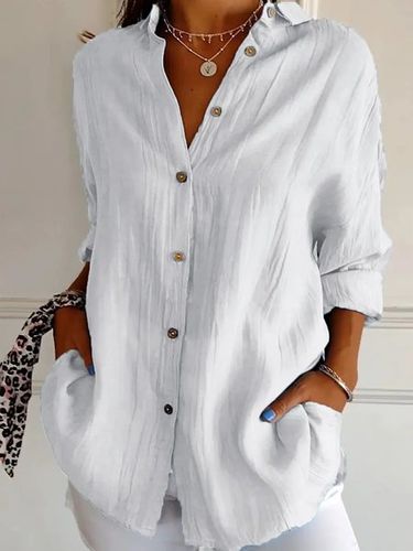 Plain Cotton Casual Shirt - Just Fashion Now - Modalova