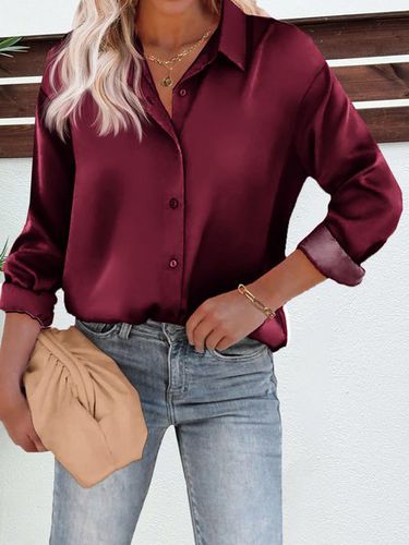 Plain Casual Loose Shirt - Just Fashion Now - Modalova