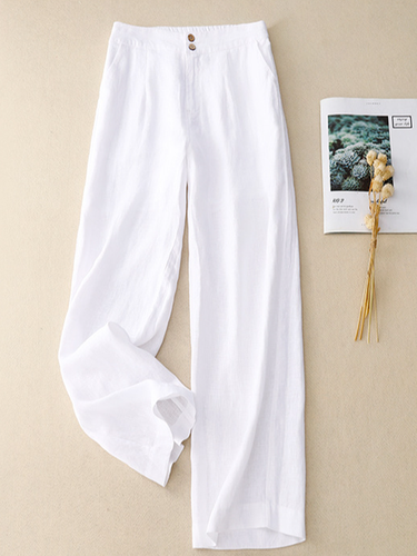 Casual Plain Pants - Just Fashion Now - Modalova