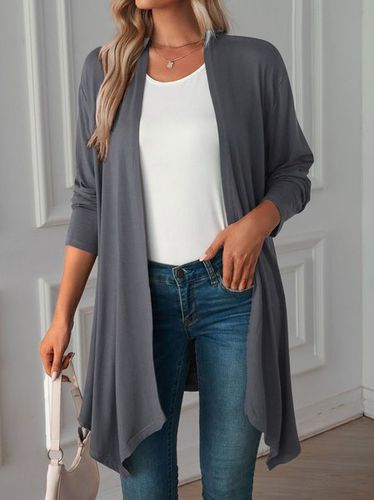 Knitted Casual Plain Kimono - Modetalente - Modalova