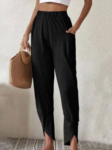 Casual Cotton Pocket Stitching Plain Pants - Just Fashion Now - Modalova