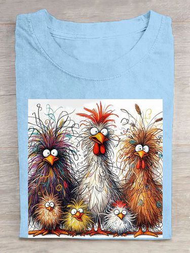 Funny Chicken Art Pritn Casual T-Shirt - Just Fashion Now - Modalova