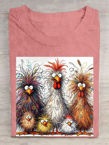 Funny Chicken Art Pritn Casual T-Shirt - Just Fashion Now - Modalova