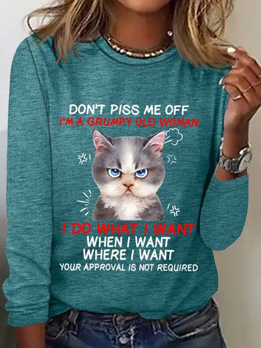 Don't Piss Me Offi'm A Grumpy Old Woman Long Sleeve Shirt - Just Fashion Now - Modalova