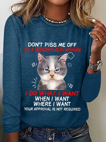 Don't Piss Me Offi'm A Grumpy Old Woman Long Sleeve Shirt - Just Fashion Now - Modalova