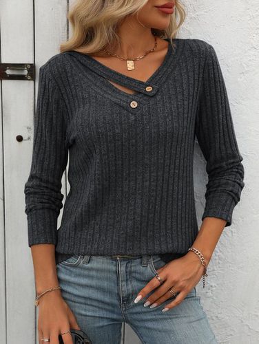 Crew Neck Plain Casual Loose T-Shirt - Just Fashion Now - Modalova