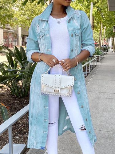 Casual Loose Denim Distressing Denim Jacket - Just Fashion Now - Modalova