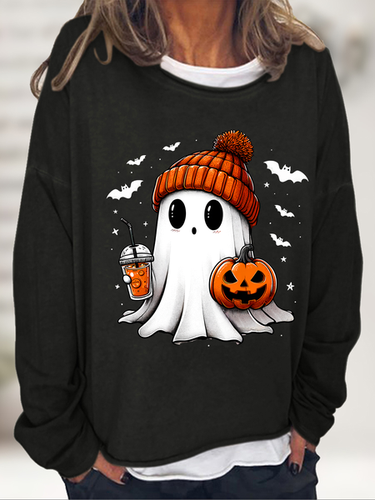 Cute ghost Halloween Casual Sweatshirt - Just Fashion Now - Modalova