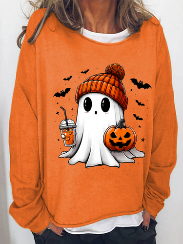 Cute ghost Halloween Casual Sweatshirt - Just Fashion Now - Modalova