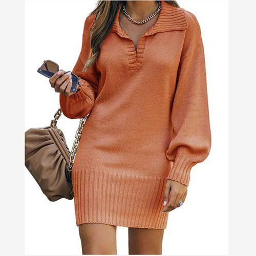 Plain Yarn/Wool Yarn Casual Dress With No - Just Fashion Now - Modalova