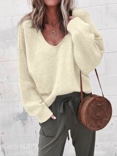 Casual Plain Sweater - Just Fashion Now - Modalova